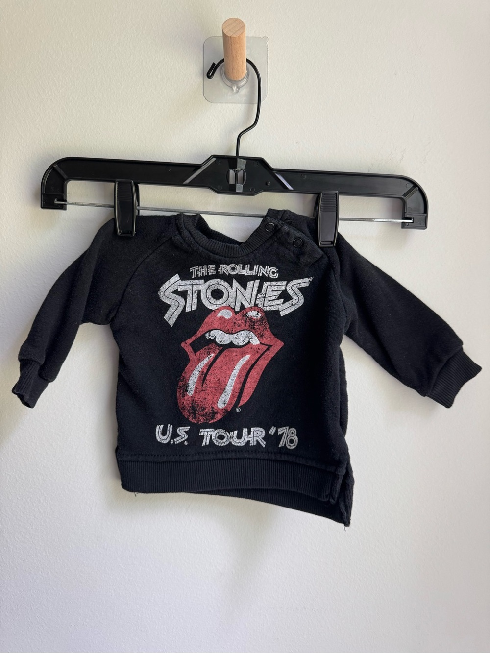 the Rolling Stones Black Kids Sweatshirt with Red Tongue Logo